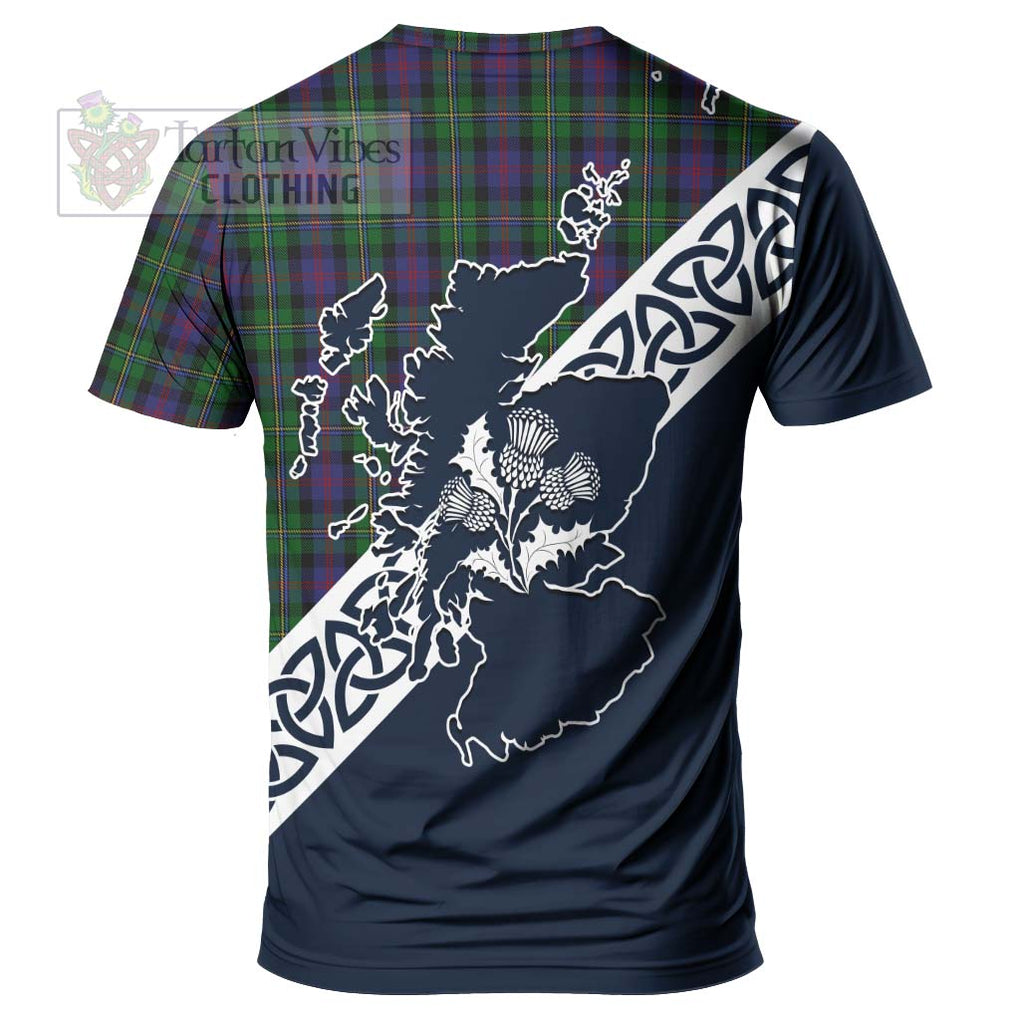 MacCallum (McCallum) Tartan T-Shirt Featuring Thistle and Scotland Map