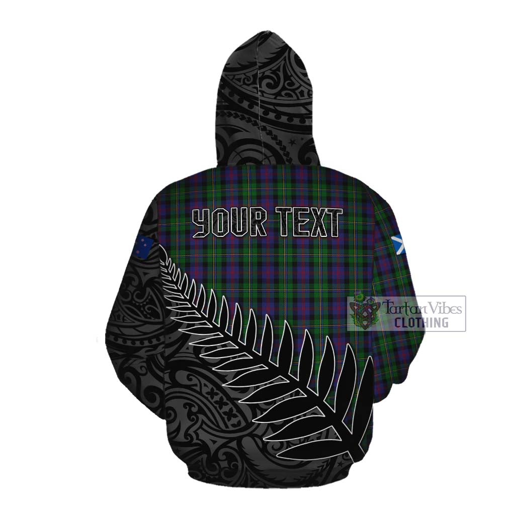 Tartan Vibes Clothing MacCallum (McCallum) Crest Tartan Cotton Hoodie with New Zealand Silver Fern Half Style