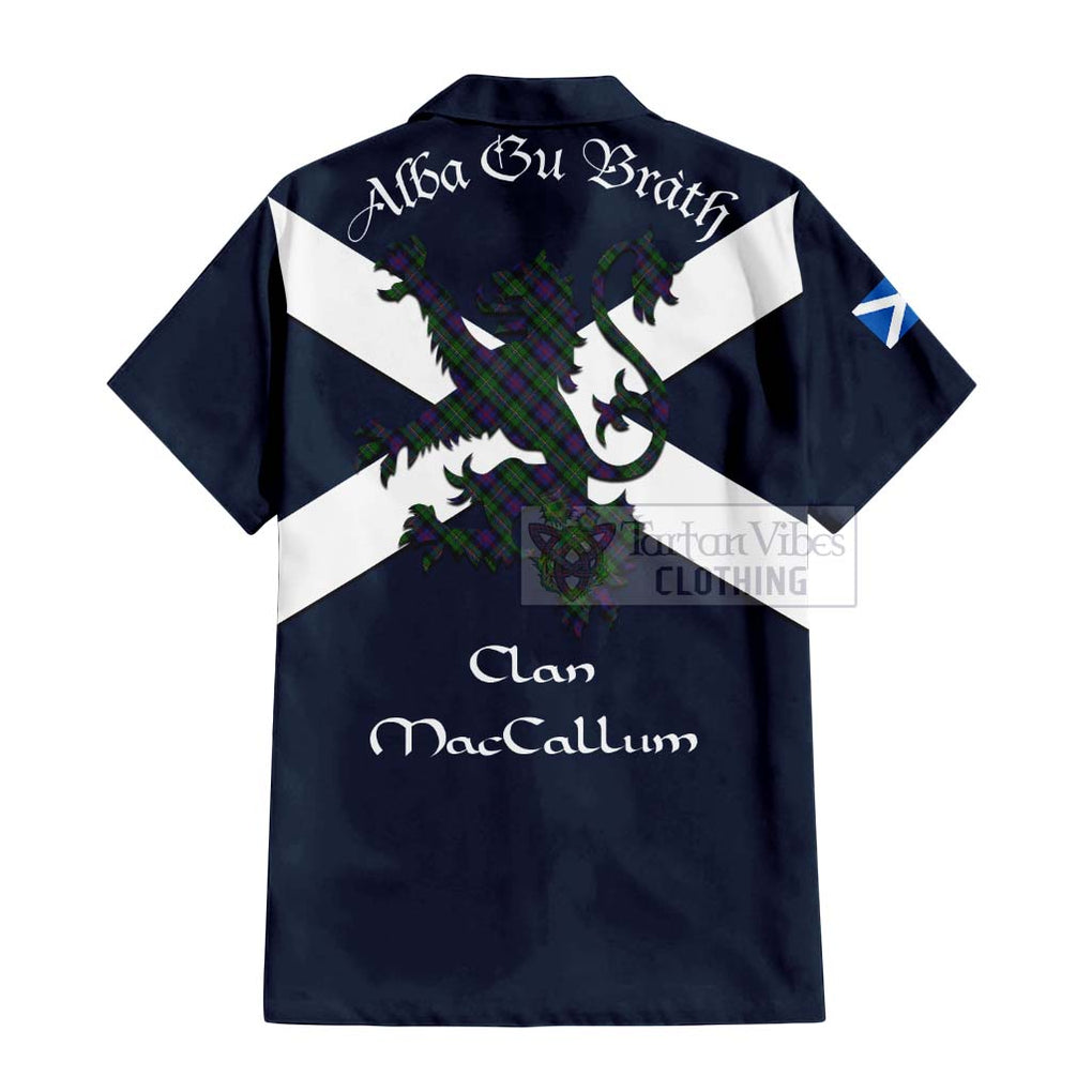 Tartan Vibes Clothing MacCallum (McCallum) Tartan Lion Rampant Short Sleeve Button Shirt – Proudly Display Your Heritage with Alba Gu Brath and Clan Name