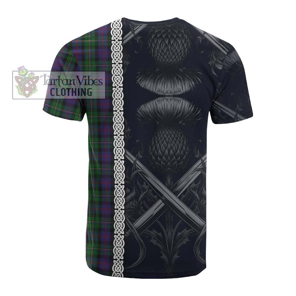 Tartan Vibes Clothing MacCallum (McCallum) Tartan Cotton T-shirt with Family Crest Cross Sword Thistle Celtic Vibes