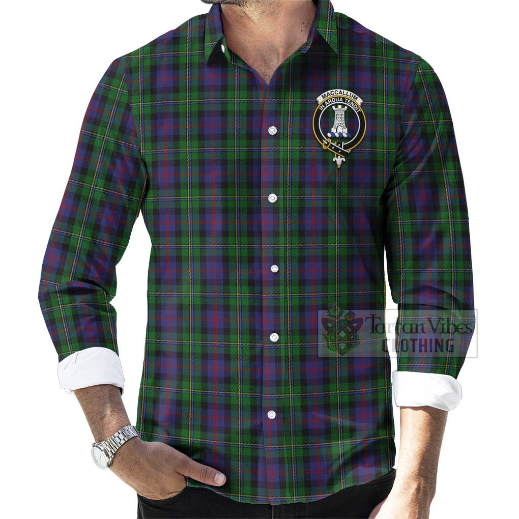 Tartan Vibes Clothing MacCallum (McCallum) Tartan Long Sleeve Button Shirt with Family Crest and Bearded Skull Holding Bottles of Whiskey