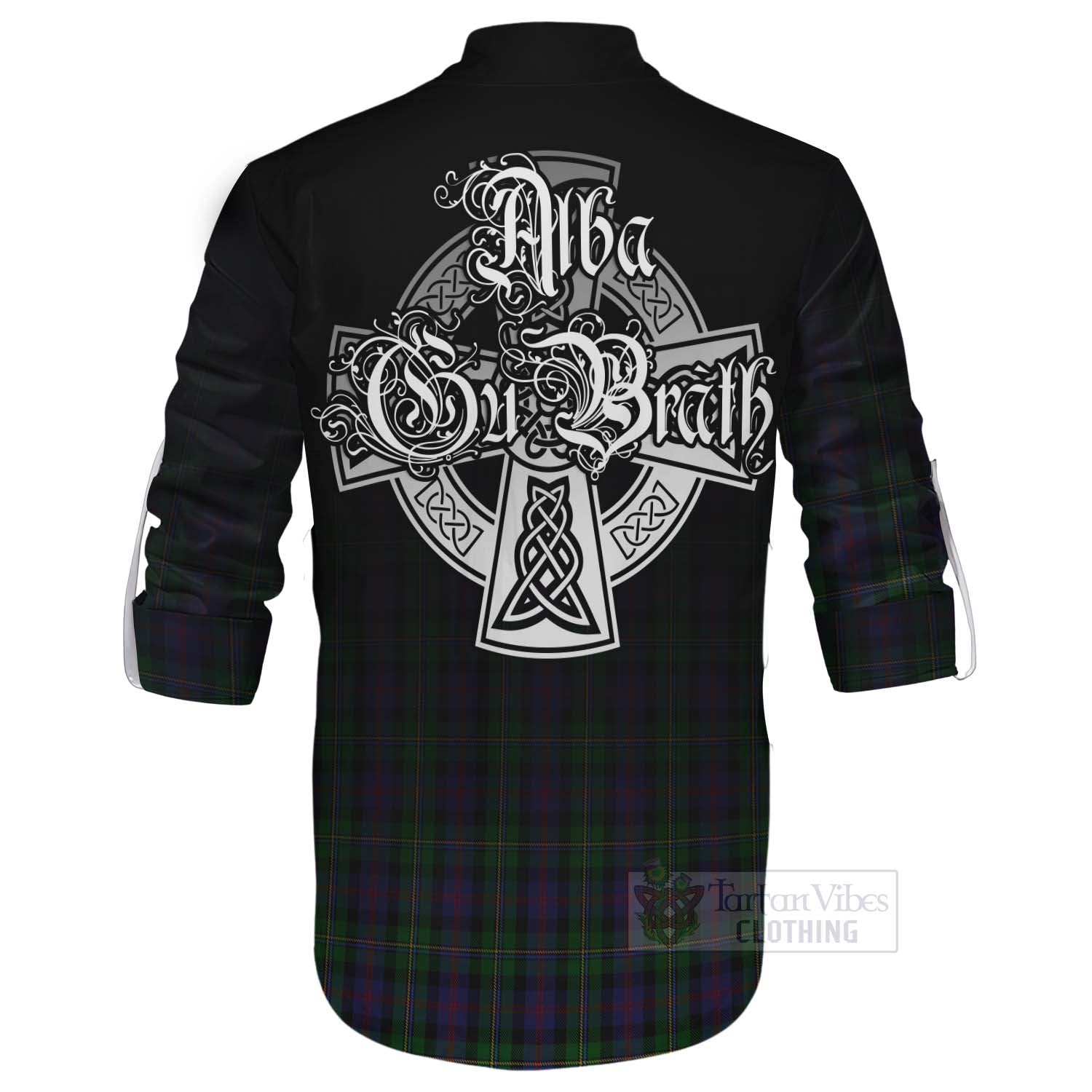 Tartan Vibes Clothing MacCallum (McCallum) Tartan Ghillie Kilt Shirt Featuring Alba Gu Brath Family Crest Celtic Inspired