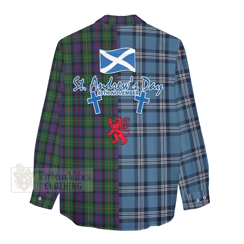 Tartan Vibes Clothing MacCallum (McCallum) Tartan Women's Casual Shirt Happy St. Andrew's Day Half Tartan Style