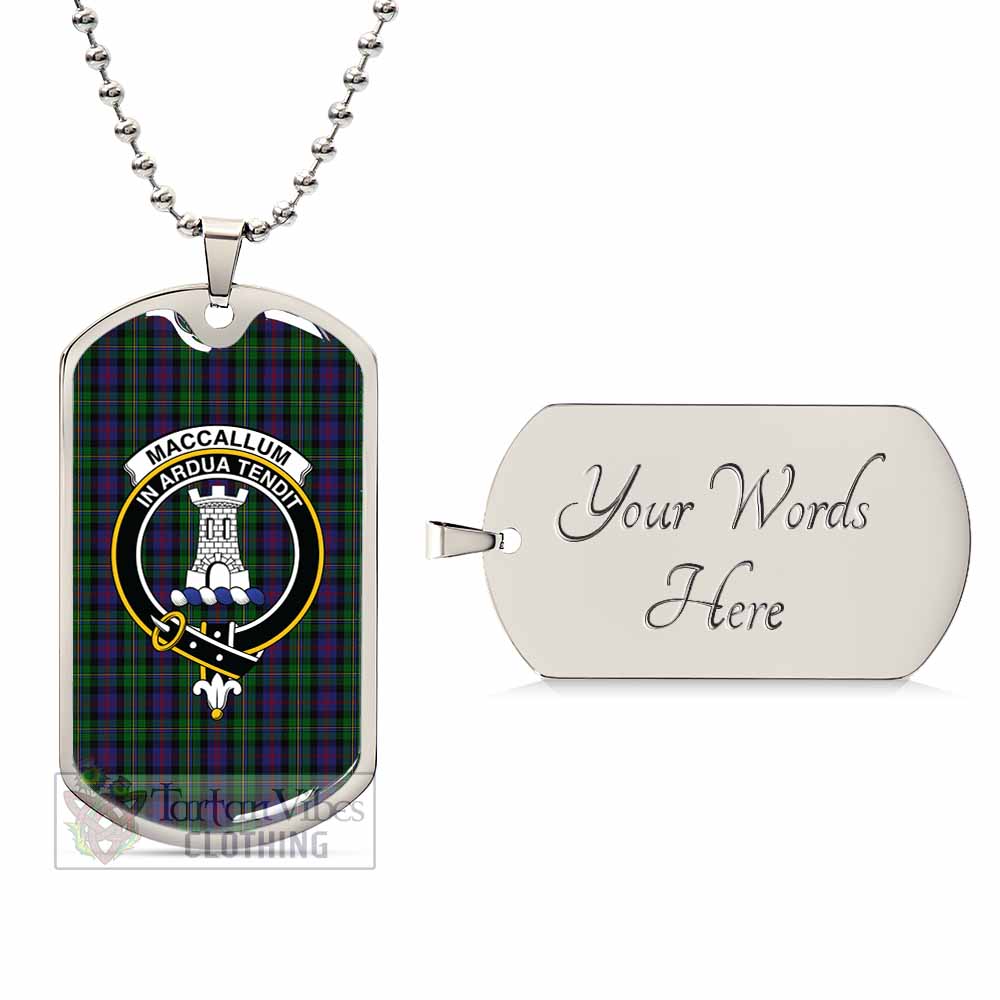 Tartan Vibes Clothing MacCallum (McCallum) Tartan Dog Tag Necklace with Family Crest