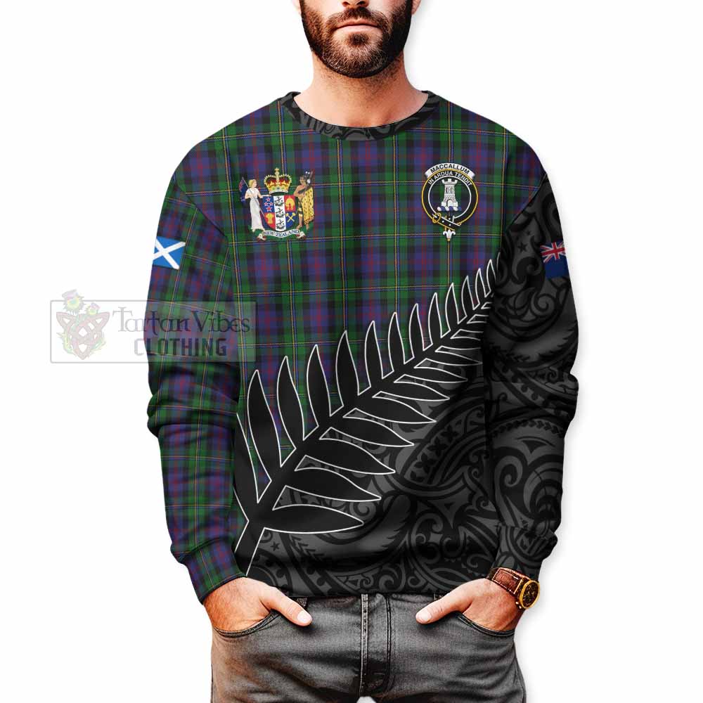 Tartan Vibes Clothing MacCallum (McCallum) Crest Tartan Sweatshirt with New Zealand Silver Fern Half Style