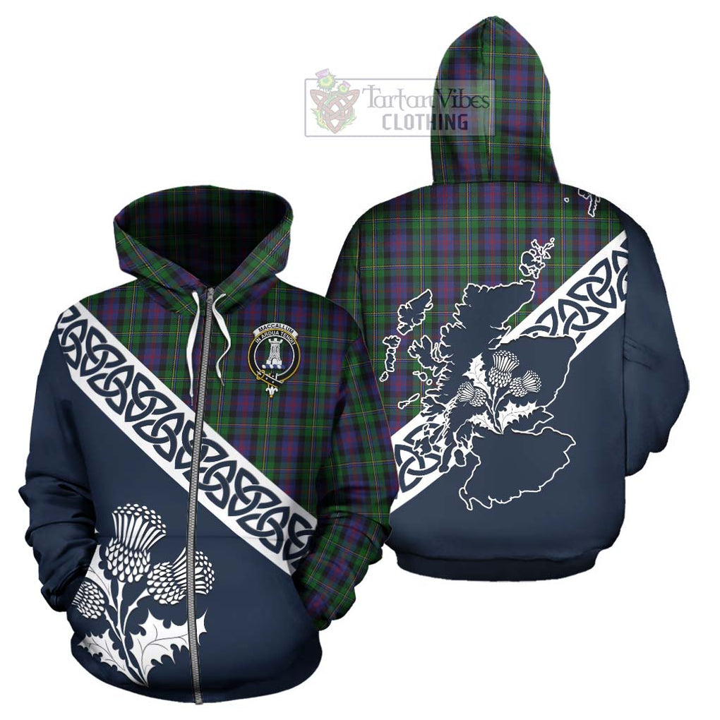 Tartan Vibes Clothing MacCallum (McCallum) Tartan Hoodie Featuring Thistle and Scotland Map