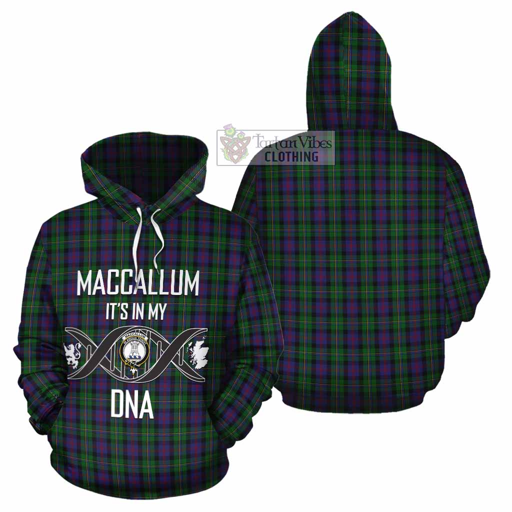 Tartan Vibes Clothing MacCallum (McCallum) Tartan Cotton Hoodie with Family Crest DNA In Me Style