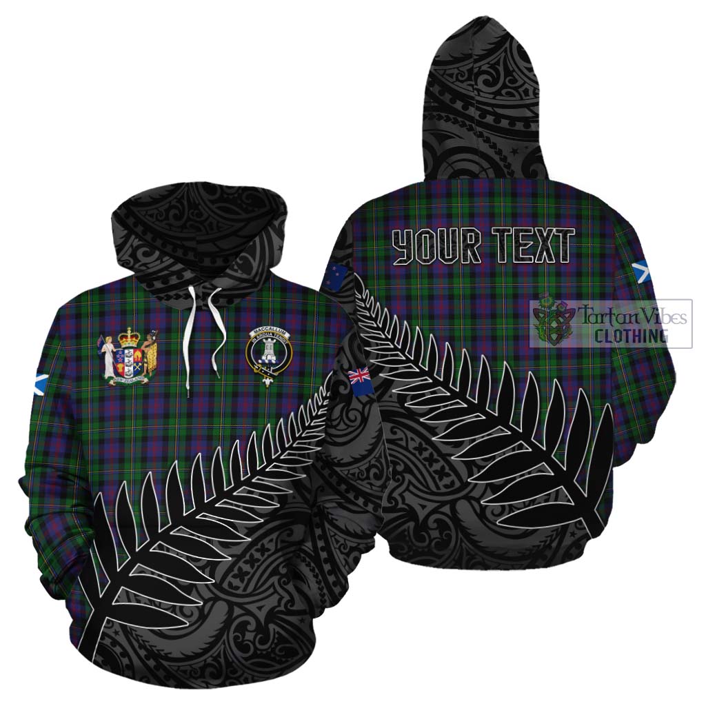 Tartan Vibes Clothing MacCallum (McCallum) Crest Tartan Cotton Hoodie with New Zealand Silver Fern Half Style