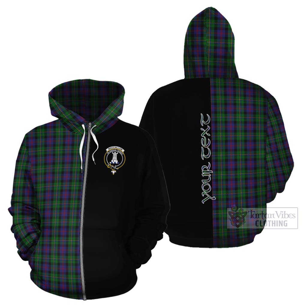 Tartan Vibes Clothing MacCallum (McCallum) Tartan Cotton Hoodie with Family Crest and Half Of Me Style