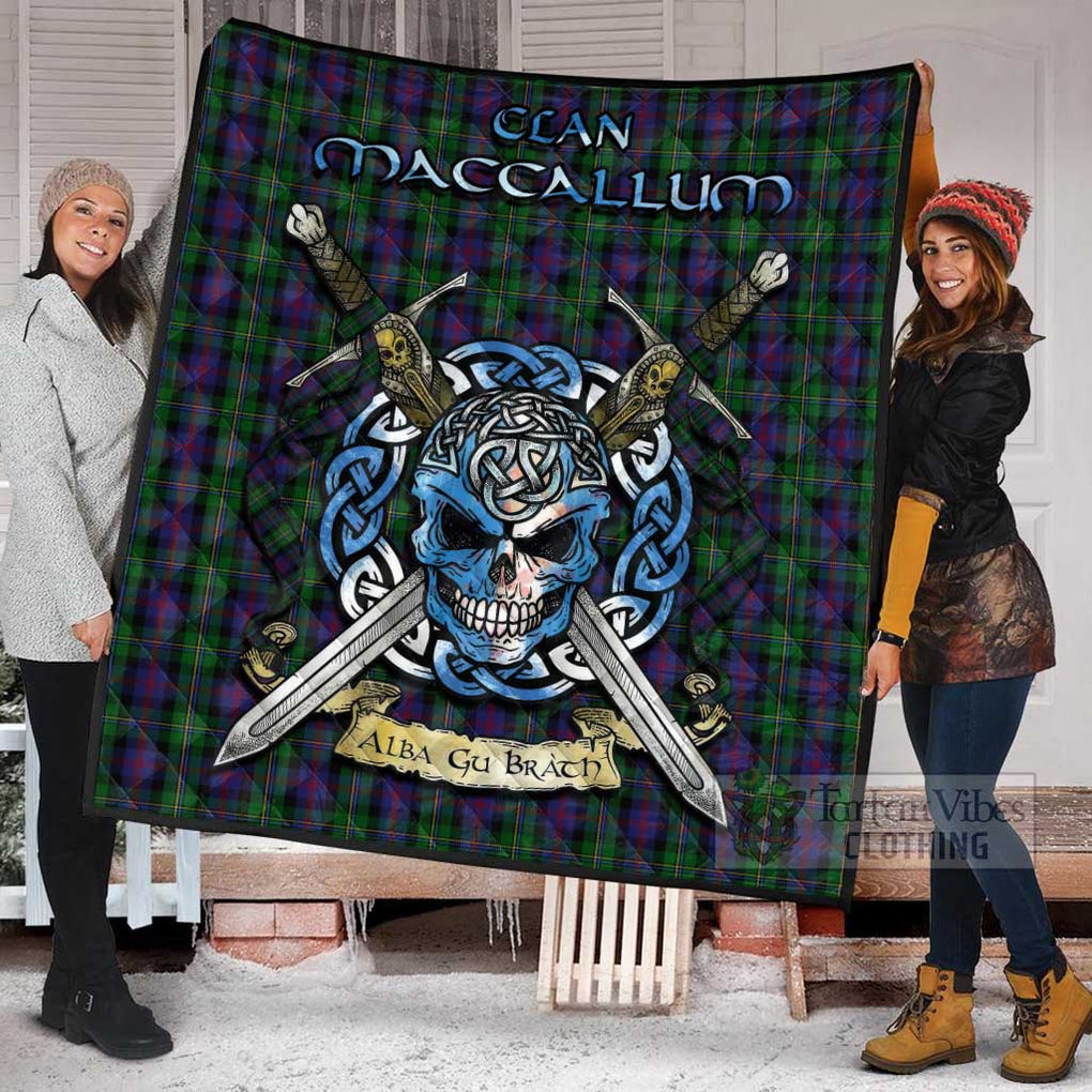 Tartan Vibes Clothing MacCallum (McCallum) Tartan Quilt with Celtic Skull Alba Gu Brath Style