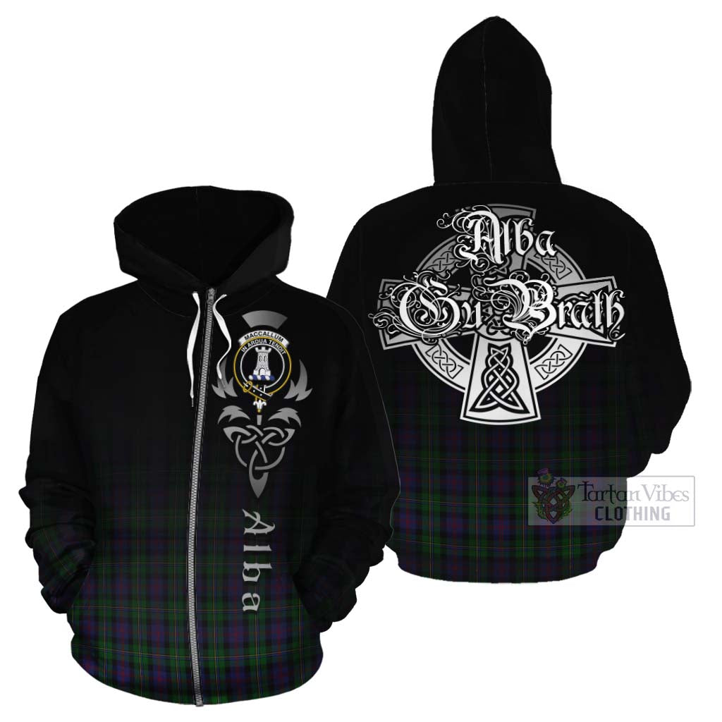 Tartan Vibes Clothing MacCallum (McCallum) Tartan Cotton Hoodie Featuring Alba Gu Brath Family Crest Celtic Inspired