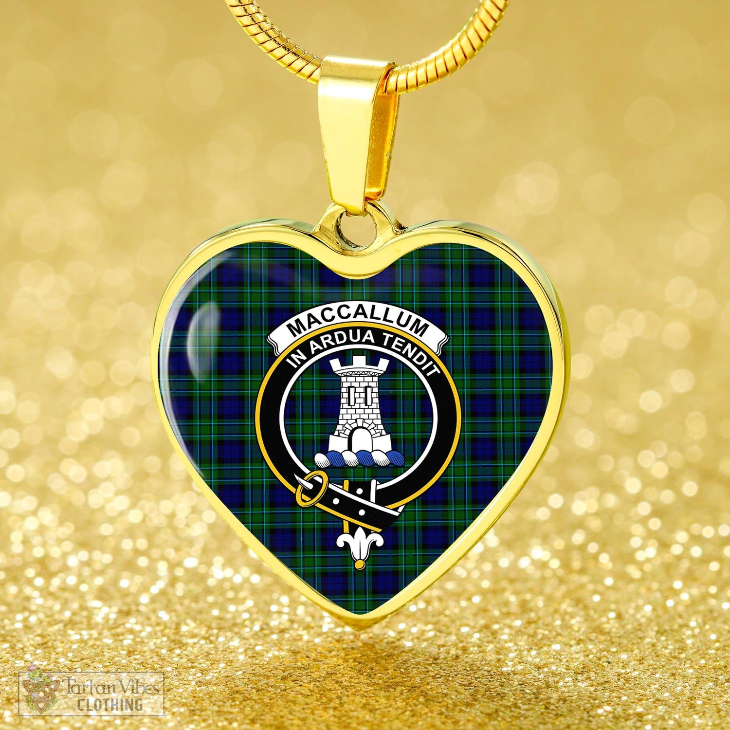 Tartan Vibes Clothing MacCallum Modern Tartan Heart Necklace with Family Crest