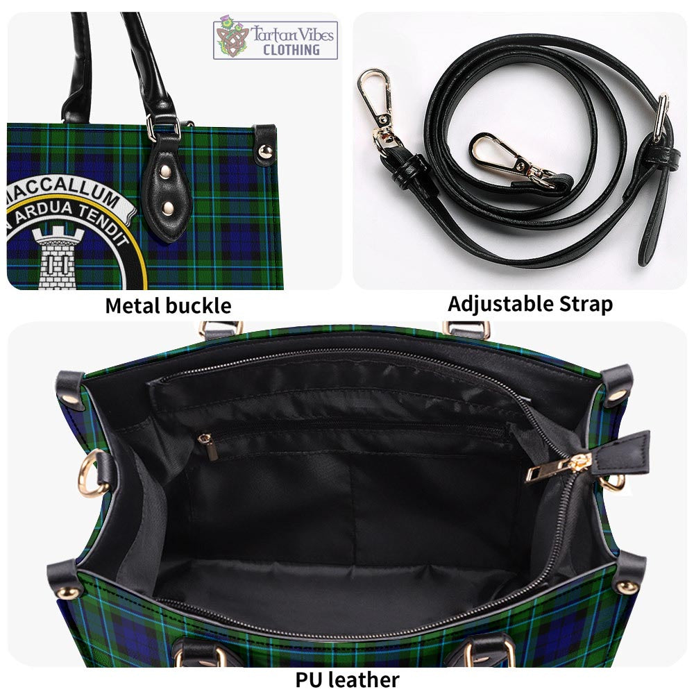 Tartan Vibes Clothing MacCallum Modern Tartan Luxury Leather Handbags with Family Crest