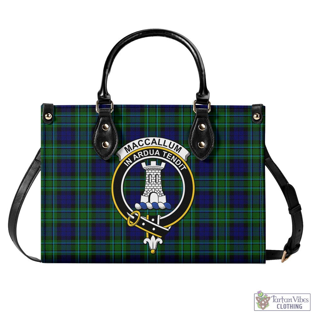 Tartan Vibes Clothing MacCallum Modern Tartan Luxury Leather Handbags with Family Crest