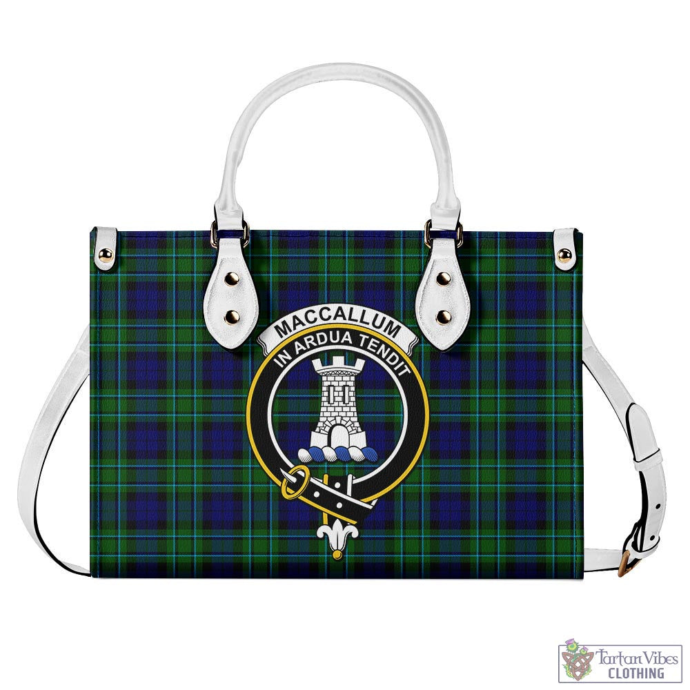 Tartan Vibes Clothing MacCallum Modern Tartan Luxury Leather Handbags with Family Crest