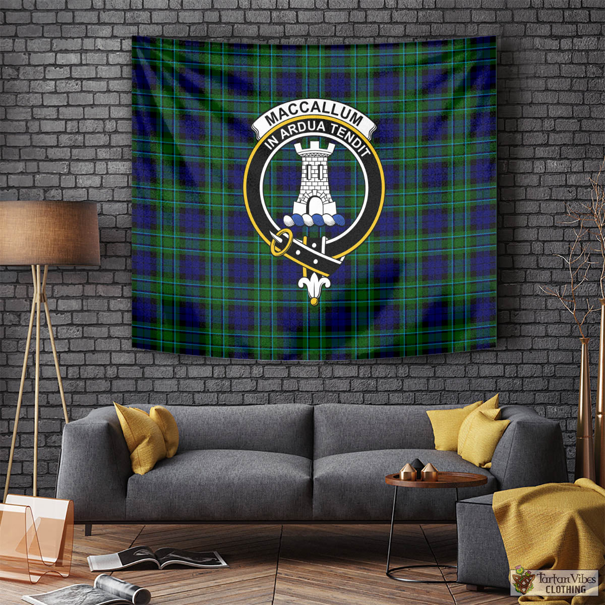 Tartan Vibes Clothing MacCallum Modern Tartan Tapestry Wall Hanging and Home Decor for Room with Family Crest