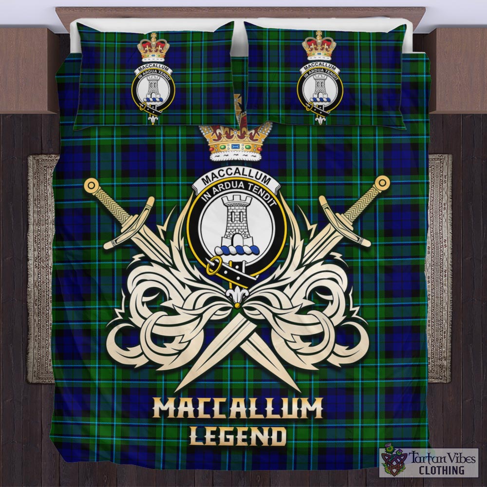 Tartan Vibes Clothing MacCallum Modern Tartan Bedding Set with Clan Crest and the Golden Sword of Courageous Legacy