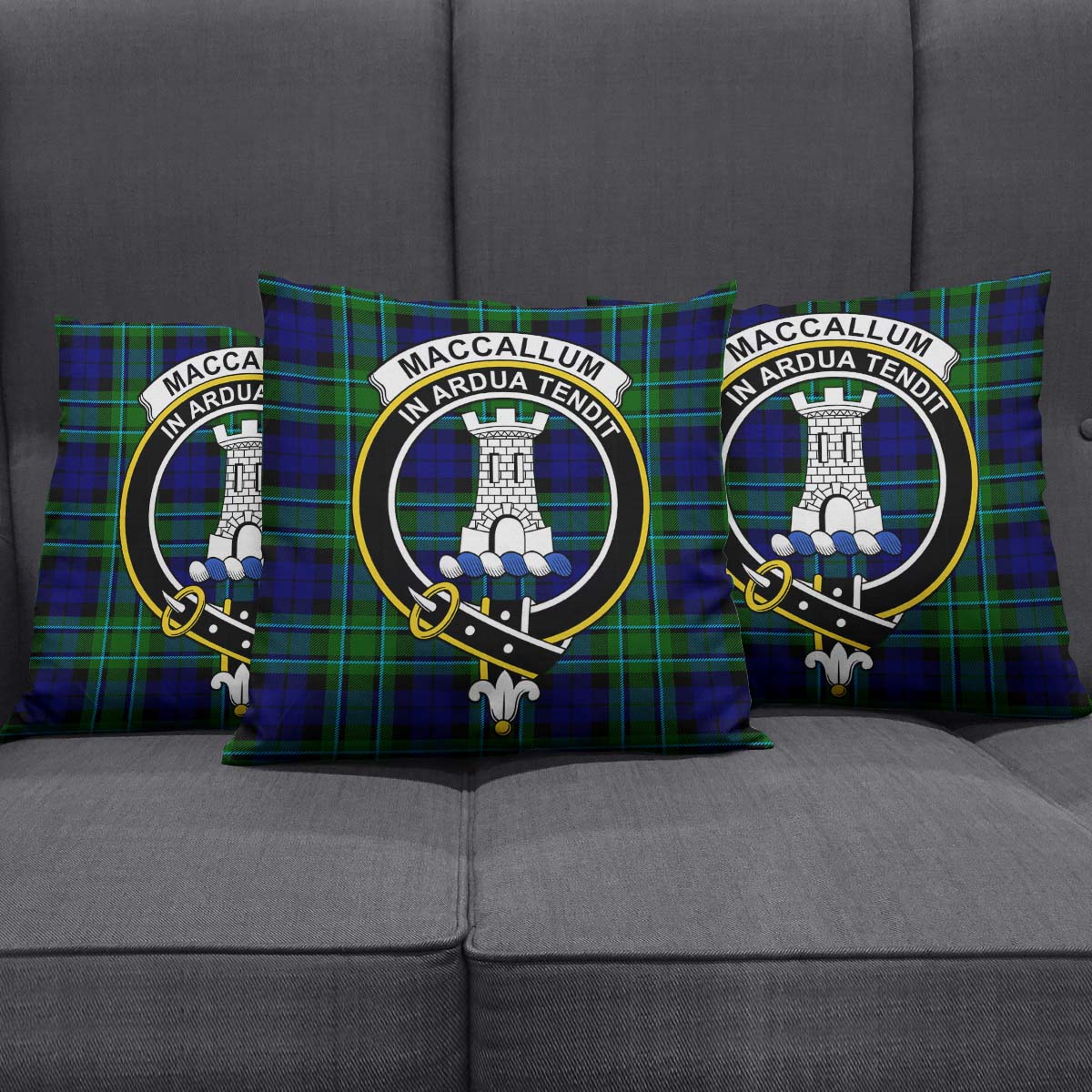 MacCallum Modern Tartan Pillow Cover with Family Crest Square Pillow Cover - Tartanvibesclothing