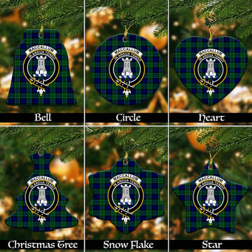 MacCallum Modern Tartan Christmas Ceramic Ornaments with Family Crest