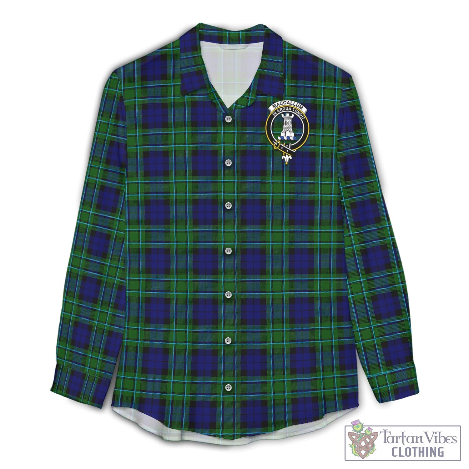 Tartan Vibes Clothing MacCallum Modern Tartan Womens Casual Shirt with Family Crest