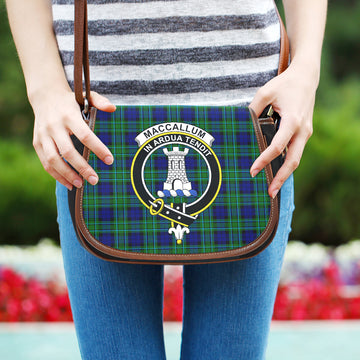 MacCallum Modern Tartan Saddle Bag with Family Crest