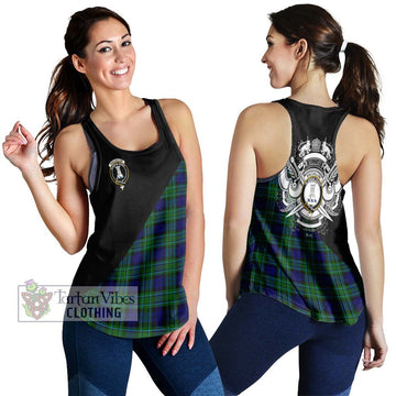 MacCallum Modern Tartan Women's Racerback Tanks with Family Crest and Military Logo Style