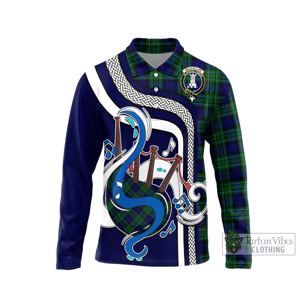 Tartan Vibes Clothing MacCallum Modern Tartan Long Sleeve Polo Shirt with Epic Bagpipe Style