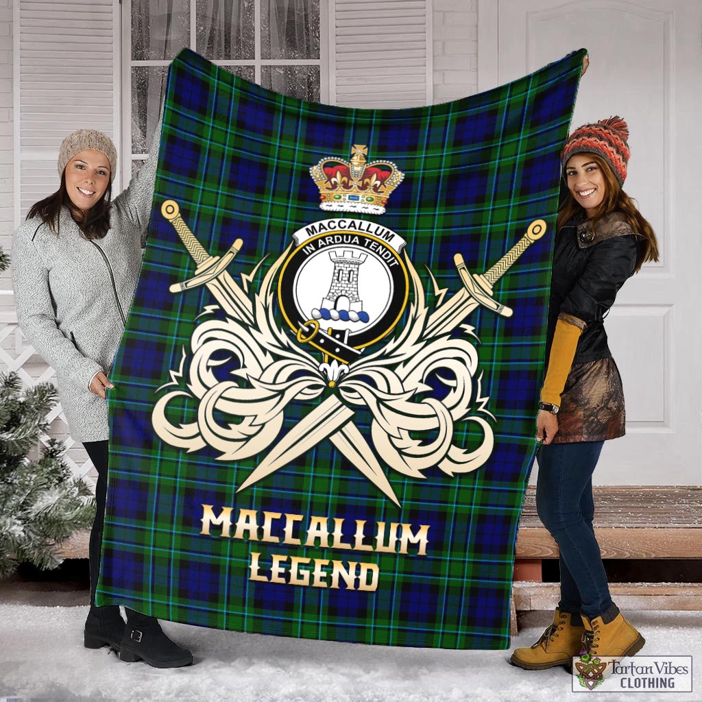 Tartan Vibes Clothing MacCallum Modern Tartan Blanket with Clan Crest and the Golden Sword of Courageous Legacy