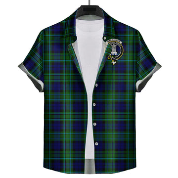 MacCallum Modern Tartan Short Sleeve Button Down Shirt with Family Crest