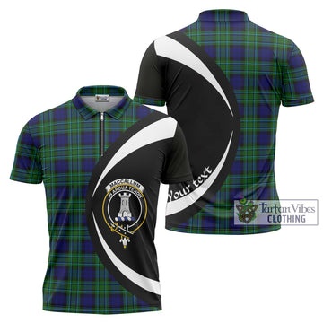 MacCallum Modern Tartan Zipper Polo Shirt with Family Crest Circle Style