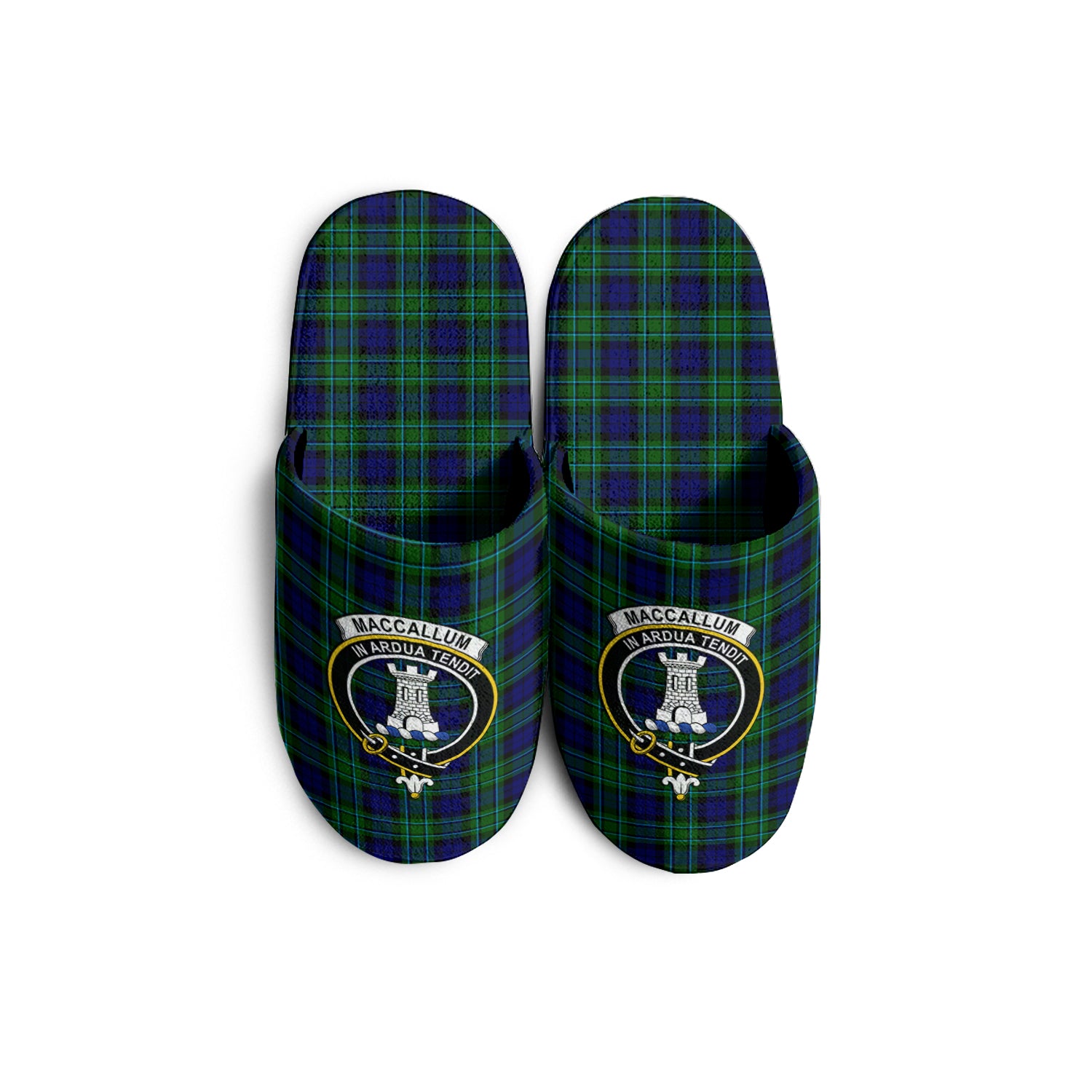 MacCallum Modern Tartan Home Slippers with Family Crest - Tartanvibesclothing