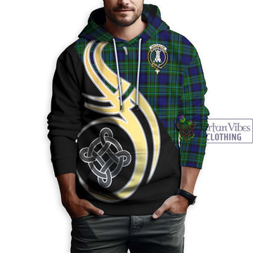 MacCallum Modern Tartan Hoodie with Family Crest and Celtic Symbol Style