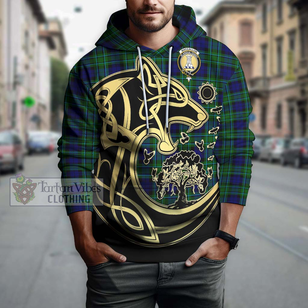 MacCallum Modern Tartan Hoodie with Family Crest Celtic Wolf Style Zip Hoodie - Tartan Vibes Clothing