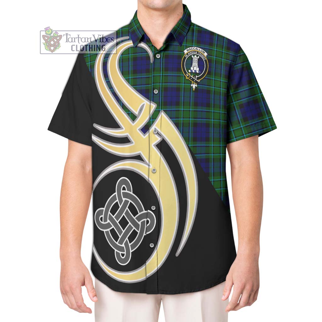 MacCallum Modern Tartan Short Sleeve Button Shirt with Family Crest and Celtic Symbol Style Kid - Tartan Vibes Clothing