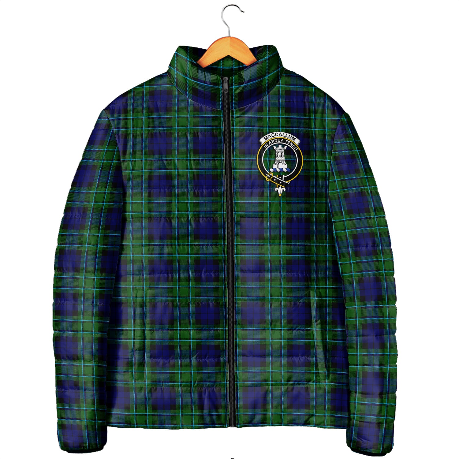 MacCallum Modern Tartan Padded Jacket with Family Crest Men's Padded Jacket - Tartan Vibes Clothing