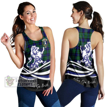 MacCallum Modern Tartan Women's Racerback Tanks with Alba Gu Brath Regal Lion Emblem