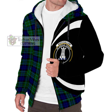 MacCallum Modern Tartan Sherpa Hoodie with Family Crest Circle Style