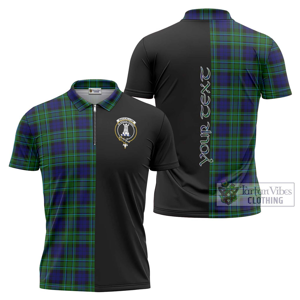 MacCallum Modern Tartan Zipper Polo Shirt with Family Crest and Half Of Me Style Unisex - Tartanvibesclothing Shop