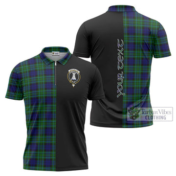 MacCallum Modern Tartan Zipper Polo Shirt with Family Crest and Half Of Me Style