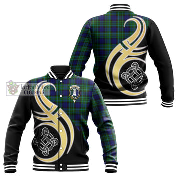 MacCallum Modern Tartan Baseball Jacket with Family Crest and Celtic Symbol Style