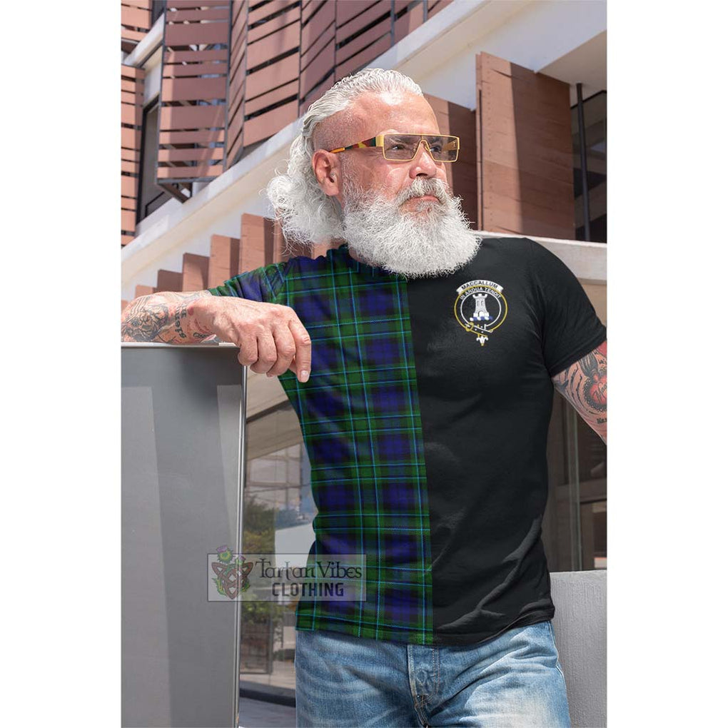 Tartan Vibes Clothing MacCallum Modern Tartan Cotton T-shirt with Family Crest and Half Of Me Style