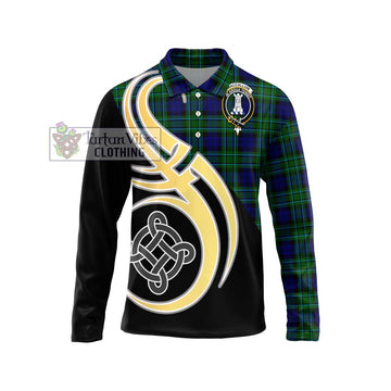 MacCallum Modern Tartan Long Sleeve Polo Shirt with Family Crest and Celtic Symbol Style