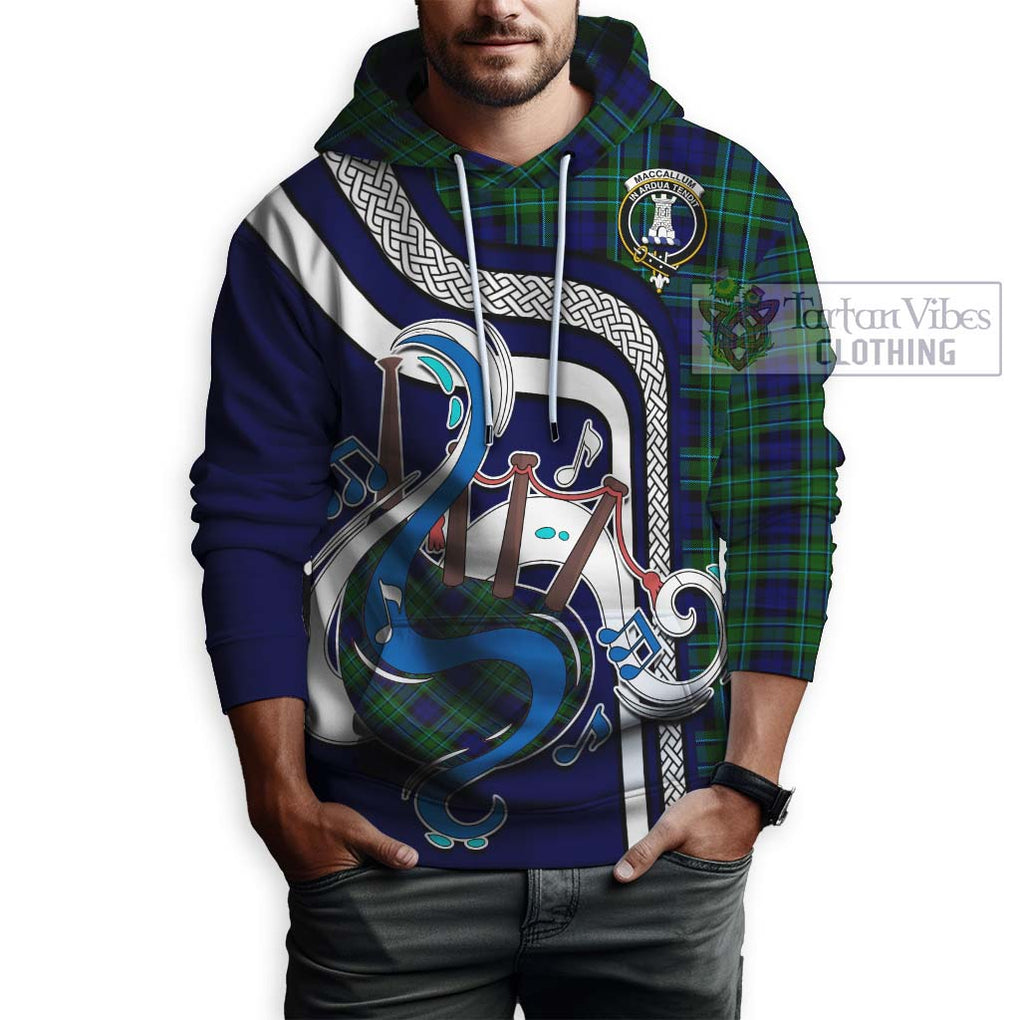 MacCallum Modern Tartan Hoodie with Epic Bagpipe Style Zip Hoodie - Tartanvibesclothing Shop