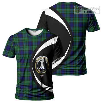 MacCallum Modern Tartan T-Shirt with Family Crest Circle Style