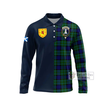 MacCallum Modern Tartan Long Sleeve Polo Shirt Alba with Scottish Lion Royal Arm Half Style