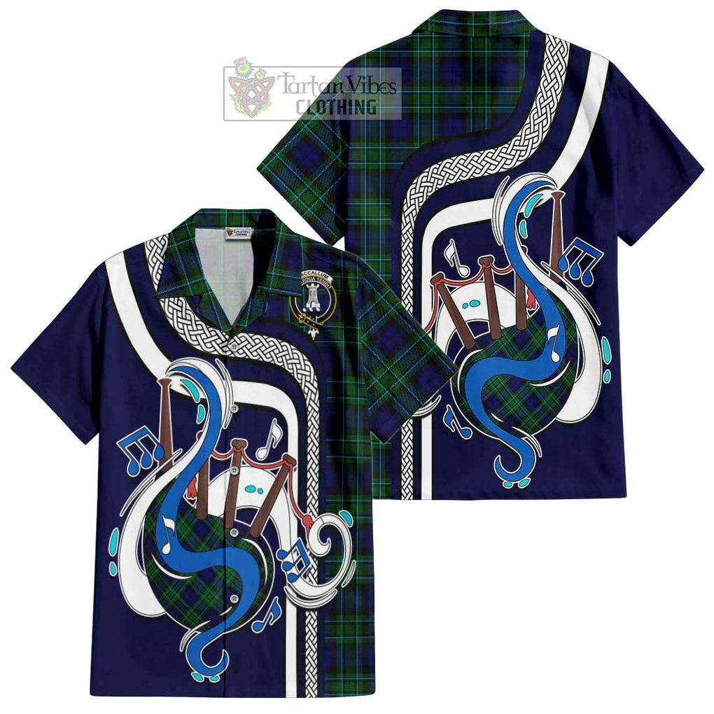 MacCallum Modern Tartan Short Sleeve Button Shirt with Epic Bagpipe Style Kid - Tartanvibesclothing Shop