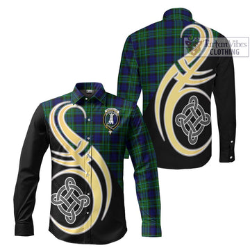 MacCallum Modern Tartan Long Sleeve Button Shirt with Family Crest and Celtic Symbol Style