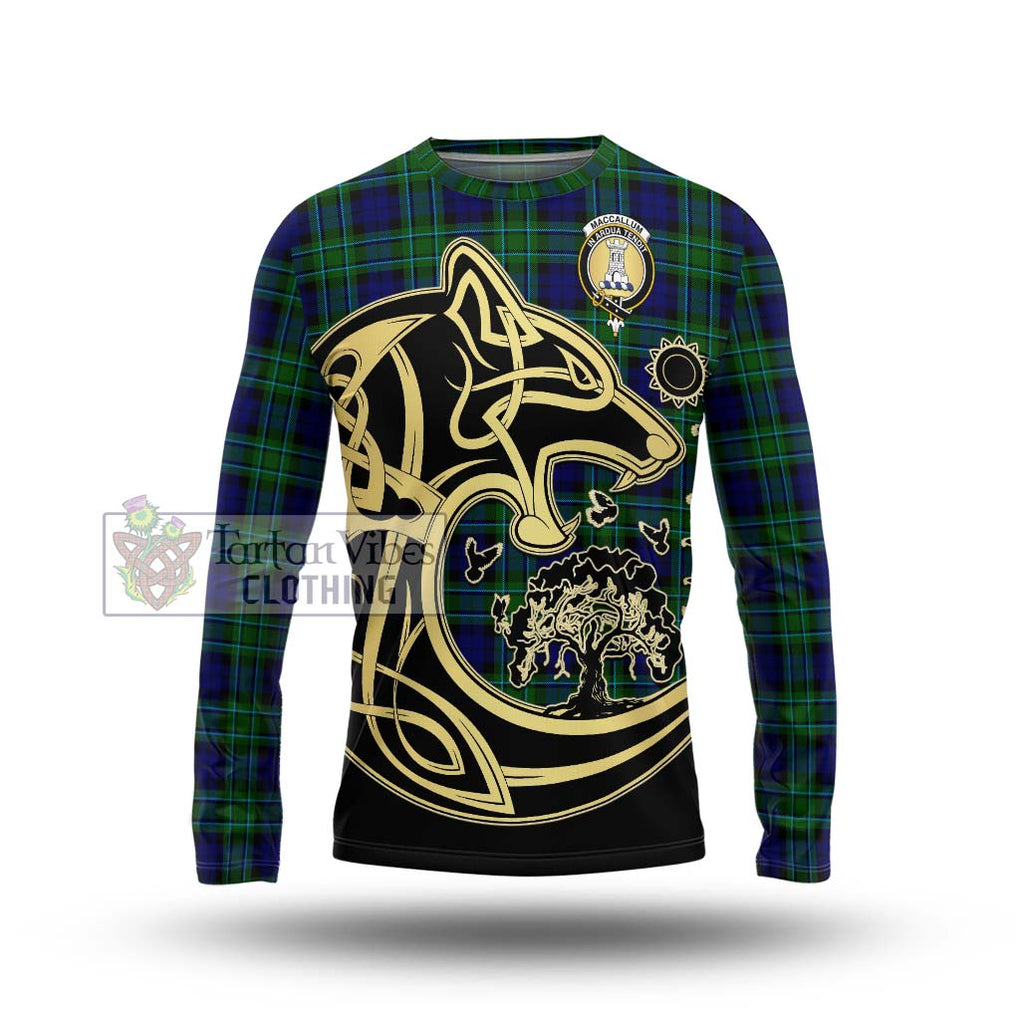 MacCallum Modern Tartan Long Sleeve T-Shirt with Family Crest Celtic Wolf Style Unisex - Tartan Vibes Clothing