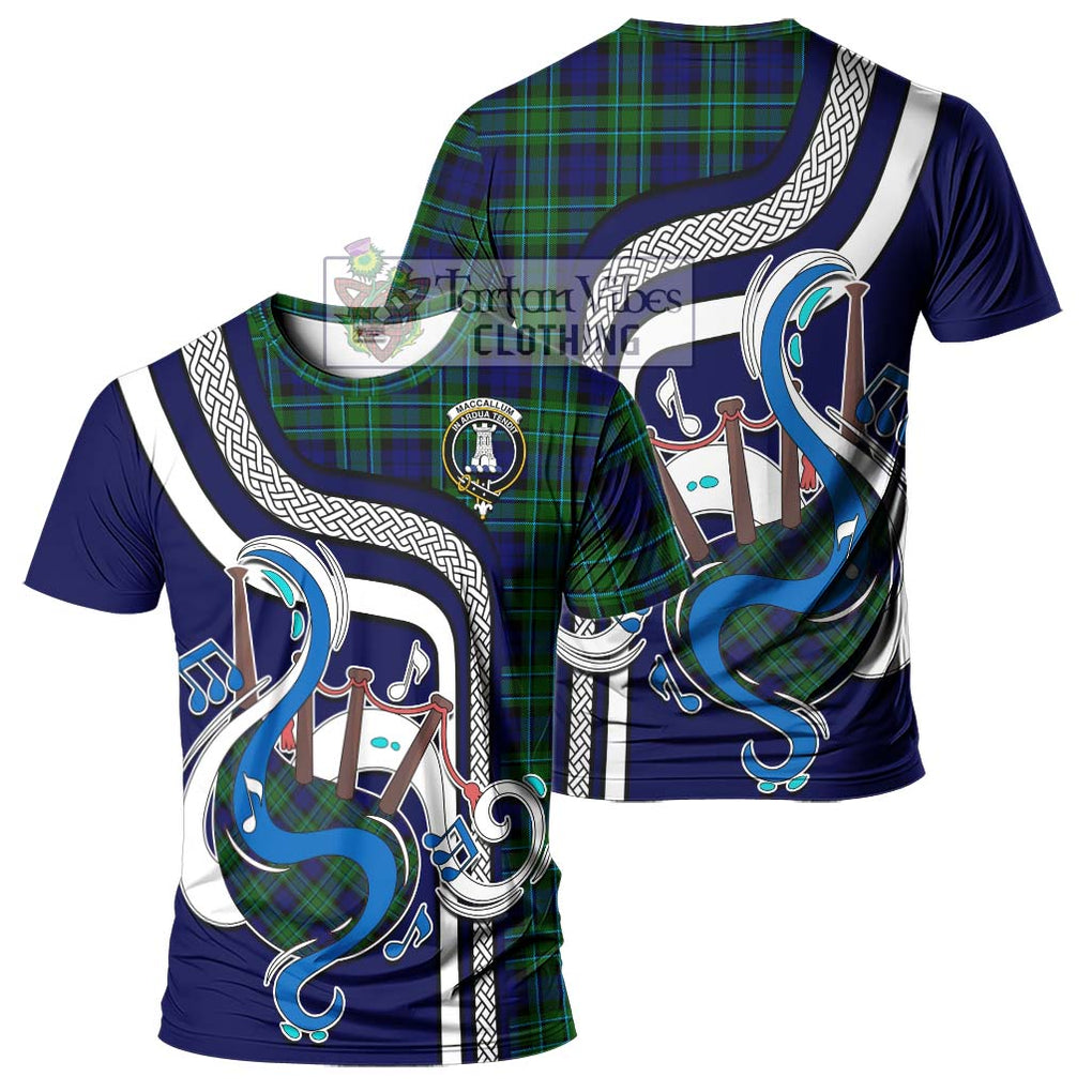 MacCallum Modern Tartan T-Shirt with Epic Bagpipe Style - Tartanvibesclothing Shop