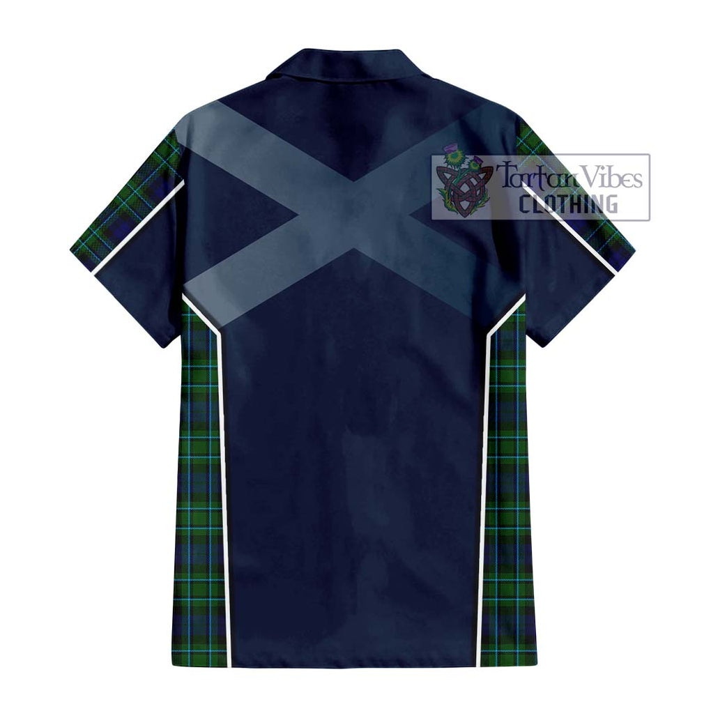 MacCallum Modern Tartan Short Sleeve Button Shirt with Family Crest and Lion Rampant Vibes Sport Style - Tartan Vibes Clothing